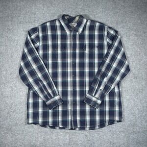 Wrangler button down Shirt Mens XL Blue Plaid Long Sleeve jeans Co Originals